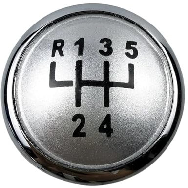 Schaltknäufe Für VW Für Polo 9N 9N2 Für GTI 2002 2003 2004 2005 2006 2007 2008 2009 2010 Silber Schwarz Schaltknauf Hebel Shifter Emblem Kappe Abdeckung Schaltsack Schaltmanschette(5 Speed Silver)