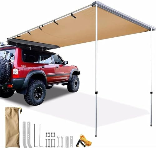 Toldo retráctil para furgonetas, toldo lateral retráctil para coche, altura ajustable, refugio de tienda de campaña, impermeable, cortavientos, marco de aleación de aluminio mejorado