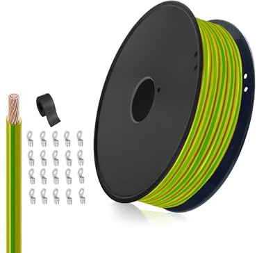 HuLuWa H07V-K 1,5mm² Schutzleiter Grün-Gelb, 50m | Feindrähtige Kupferleitung mit PVC-Isolierung für Erdung, Potentialausgleich und Installation