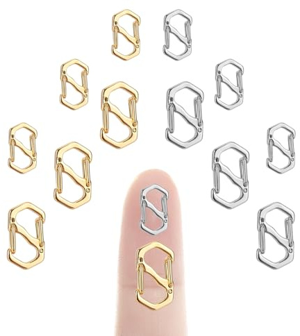 12pz Chiusura a Moschettone a Doppia Apertura, Acciaio Inossidabile Accorciatore Collana per Bracciale Chiusura S Fermagli Gioielli per la Creazione Gioielli Fai da Te (Oro, Argento)