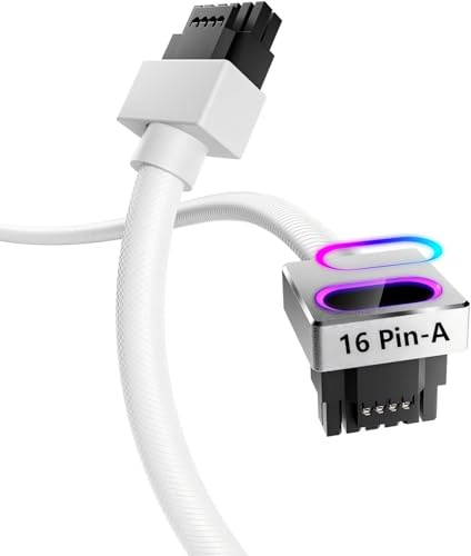 AsiaHorse Hydrus 12VHPWR Modulares Kabel [TYP A - Clip UNTEN], Direktes Netzteil-zu-GPU-Kabel (KEIN Verlängerungskabel), 12+4 Pin RTX 4090/4080/5080/5070 (Nicht für 5090 Serie), 50CM - Weiß