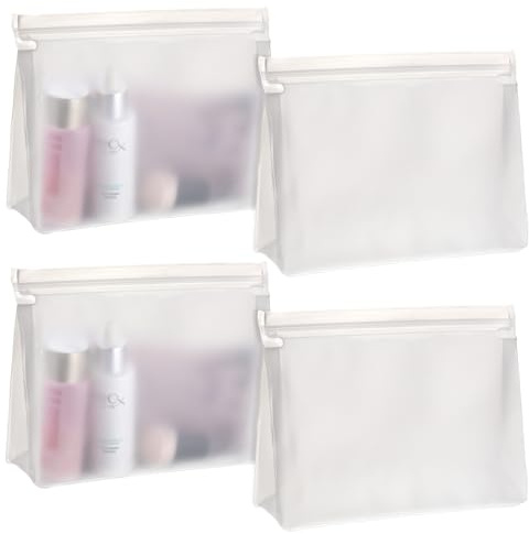 4 Stück Transparent Kulturbeutel, Transparente Kulturtasche, PVC Wasserdicht Große Reise Kulturtasche, Auslaufsicher, Kosmetiktasche, Flughafen-konforme Tasche, 10 * 7.2 Zoll