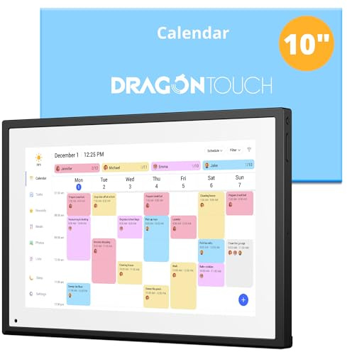 Digital Calendar Touch Screen 10 Inch, Electronic Calendar Chore Chart with 1080P Interactive Touchscreen for Family Monthly/Weekly/Daily Planner, Smart Calendar with Desk Mount - Black