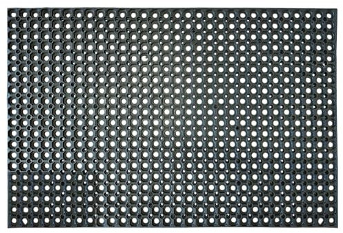 EDL Heavy Duty Rubber Floor Mat Extra Large Commercial Entrance Mat with Drainage Holes Non Slip Anti Fatigue Outdoor Mat for Industrial Use in Garage Kitchen Restaurant & Workspaces (1, 80 x120 CM)