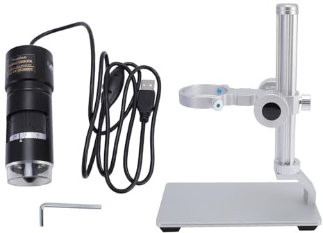 Akozon Cámara de Microscopio Digital USB 10X-280X Aumento con Soporte y 8 Luces LED para 7/8/10, Microscopio Portátil para Adultos Niños