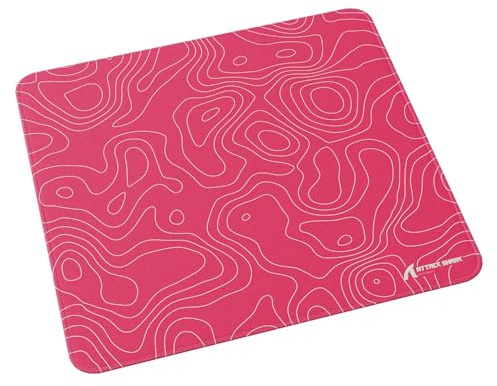 LexonElec x ATTACK SHARK Medium Gaming Mouse Pad, Superfine Fiber Desktop Mouse Pad, 17.72 * 15.75 * 0.16inch, Non-Slip Rubber Base, Optimised for Gaming Sensors,Waterproof, E-sport-Berry Red Contour