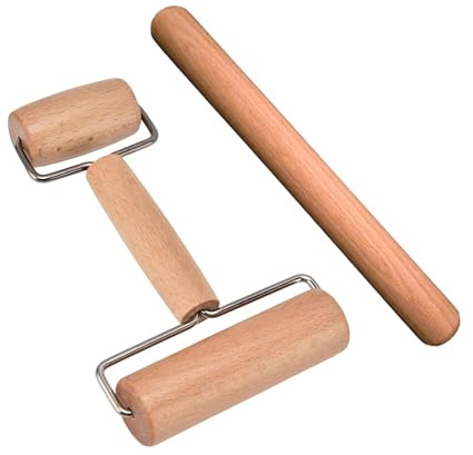YOYEAH Set di 2 mattarelli e mattarelli in Legno | Piccolo e Medio (17,5 e 25 cm) | Design a Doppia Testa e Monopezzo per Pizza, Impasto, Gnocchi, Pasticceria | Ideale per la Cottura casalinga