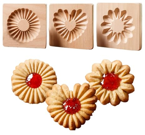 Stampo per biscotti – Strumento per cuocere in legno riutilizzabile, taglierina per biscotti al burro, pressa decorativa a forma di, stampo per fai da te durevole con finitura liscia | per T