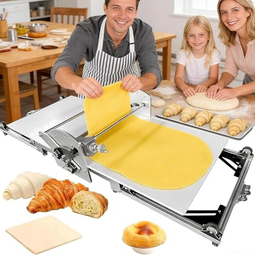 Sfogliatrice Elettrica Professionale per La Cottura in Casa, 110 V/220 V, Struttura in Acciaio Inox, Controllo Dello Spessore Da 2 a 30 Mm, Per Croissant, Pane Danese, Pasta per Pizza E Pasta Fresca