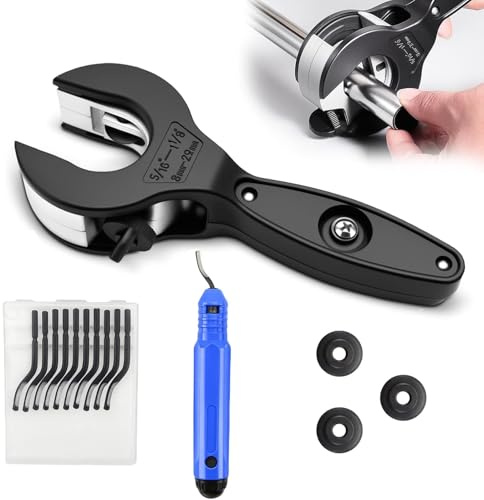 Lrgnixs Ratschen Rohrschneider, 8-29mm Rohrabschneider Ratsche Set | Rohrschneiders, Pipe Cutter mit 3 Ersatz Schneidrad und Entgratwerkzeugen, Rohrschneiders für enge Arbeitsbereiche (Schwarz)
