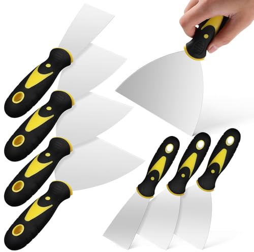 MAGICLULU 8pcs Stainless Steel Spatulas Set for Wall Painting and Drywall Scraping, Scratch-resistant Putty Knives with Handles, Includes 2, 3, 4, 5 Sizes for Professional Painter Tools