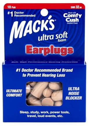 Mack's Tappi per le orecchie in schiuma ultra morbida, 10 paia