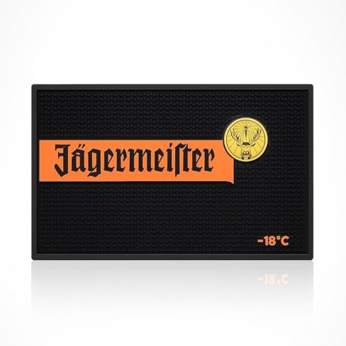 Jägermeister Barmatte – 45 × 30 cm – Große rutschfeste Silikon-Barunterlage mit Logo – Profi Bar Mat für Theke & Home-Bar
