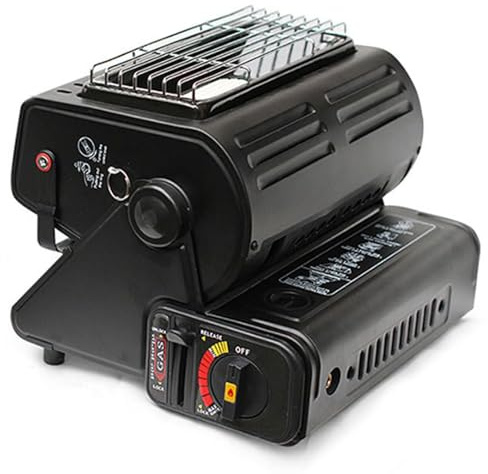 Chauffage à gaz portable, mini réchaud de camping avec température réglable, brûleur au butane 2 en 1 avec poignée pour camping, randonnée, pêche, ski