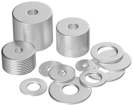 100/200 pezzi Rondelle parafango in acciaio inossidabile piatte for viti e bulloni Kit 100 di rondelle metalliche (12 dimensioni M3-M12) grandi assortite per Viti e Bulloni(100pcs)