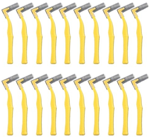 20 st L-form push-pull interdentalborste ortodontisk tandpetare tänder blekande tandborste munhygien vård för rengöring av mellanrum mellan tänderna (gul (0,7 mm))