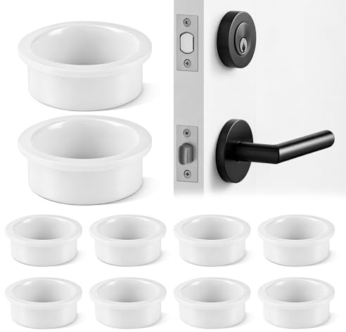 Anillos de guía para manijas de puerta, casquillos de plástico blanco 10 piezas, Ø18 mm, reducción de ruido y holgura, para cerraduras de habitaciones, manijas de ventanas, adecuados para herrajes de