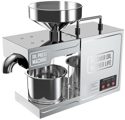 820W Elektrisk Oljepress Maskin Kall Varm Press 220V | 304 Rostfritt Stål Ren Koppar Motor Kall Varm Press Elektrisk Olje Pressa Hem Kommersiell