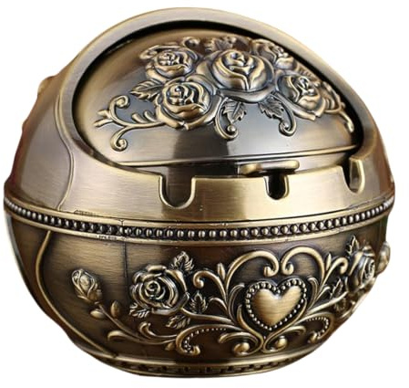Windproof Metal Ashtray with Lid Retro Box