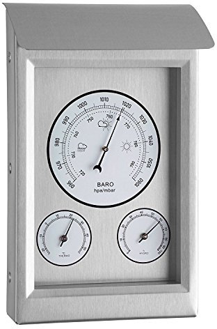 Youshiko 3 in 1 Weather Station for Indoor and Outdoor use, Barometer Thermometer Hygrometer with stainless steel frame