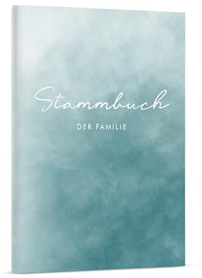 DeinWeddingshop Stammbuch der Familie - Familienstammbuch Hochzeit Standesamt - Watercolor Serie - Hardcover 16x21cm … (türkis)
