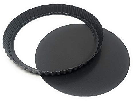 MGE - Stampo Antiaderente per Quiche e Torte con Base Rimovibile - Teglia da Forno per Crostata e Quiche Bordo Scanalato - 26 cm