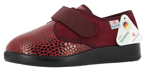 VAROMED Chaussures de santé unisexes avec imprimé animal en polyester et fermeture Velcro Bordeaux 38, 38 EU Large