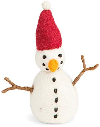 Weihnachtsanhänger Baumschmuck Schneemann mit roter Mütze aus Filz