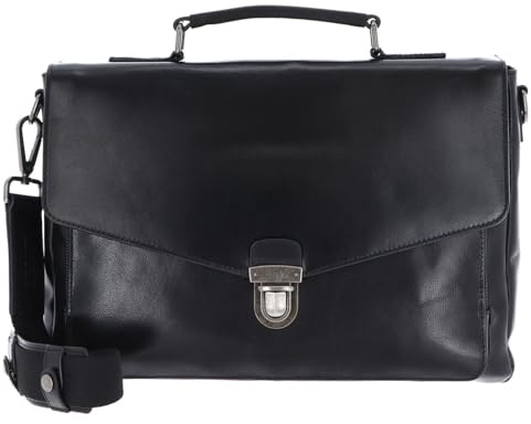 Leonhard Heyden Leder Aktentasche Businesstasche mit Laptopfach Roma Aktenmappe 1 Fach 5380 Schwarz