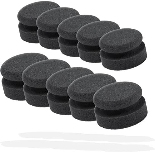 detailmate Car Care – Made in Germany – Pack of 10 Hand Polishing Sponge Medium, Black, Diameter 90 mm, Made of Premium Foam for Hand Polishing/Waxing/Applicator Care Products on Plastic, Tyres