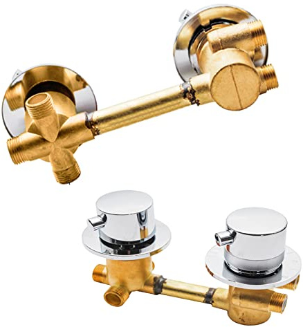Mitigeur Thermostatique Robinet De Douche 2/3/4 Sorties, Laiton Avec Réglage De La Température, Cabine Entraxe 10cm, G1/2, Argent (Filetage, 3 Voies)
