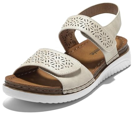 JOMIX Sandali Donna Estivi a Strappo Sandali Bassi Eleganti Comodi Ciabatte da Casa Spiaggia Mare Scarpe Punta Aperta per Estate SD9292 (Beige, 36)
