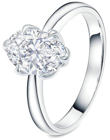 Freundschaftsringe Frauen, Ring 62 Platin Moissanit Ovalschliff Weiß Personalisiert Für Verlobung Wedding Ring Women