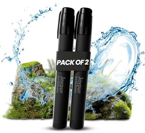 Joypur® Paille Filtrante de Survie- Purificateur d'Eau pour Randonnée Camping Bushcraft - Filtre à Eau de Poche,Accessoires Survivalisme Equipement Kit. (noir*2)