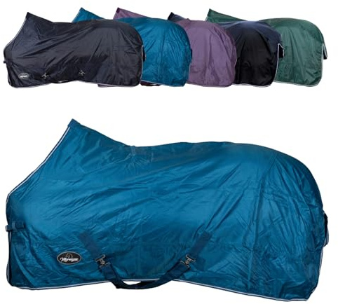 Marengos - Regendecke 420D Economic – Petrol – 135cm | Leichte Pferdedecke für Regen – atmungsaktiv & wasserdicht – Weidedecke mit Kreuzgurten – Outdoordecke für Pferde