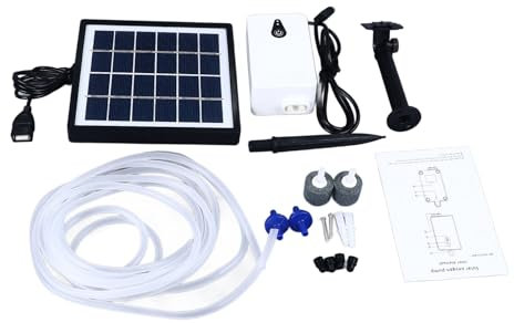 YUKOFE Bomba de aire solar para estanque, acuario, hidroponía, batería reable, resistente a la intemperie, oxigenador silencioso para contenedores de peces al aire libre