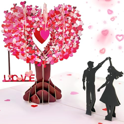YianHien Geburtstagskarte Liebe, Hochzeitsgeschenk Hochzeitskarte mit Liebesbaum, Hochzeitsgeschenke für Brautpaar, Verlobungsgeschenk, Romantisch Pop Up Karte zur Hochzeit Hochzeitstag Hochzeitsreise