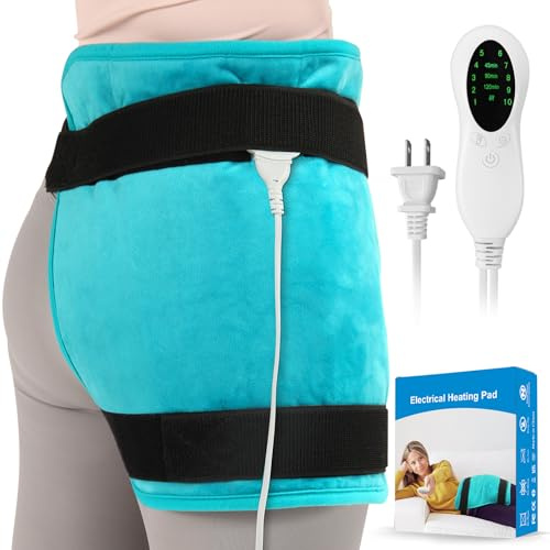 TABEKE Hip Heating Pad for Hip/Sciatica Pain Relief, Hip Support Brace, Lower Back/Thigh/Buttock Electric Heat Pad, Hot Physical Therapy for Men, Women