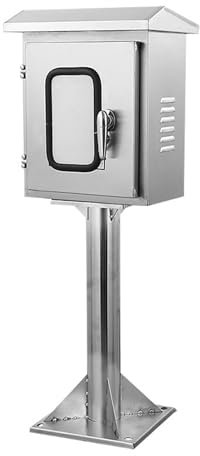 Boîte de jonction électrique d'extérieur en acier inoxydable – Colonne de charge au sol résistante aux intempéries avec verrous de sécurité et plaques de montage pour boîtier d'équipement électrique