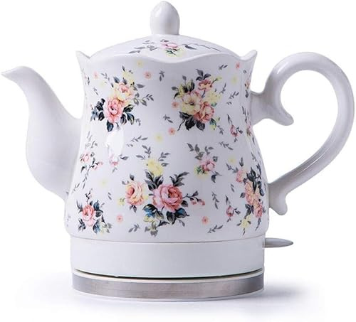 JMOUZHG Bollitore Elettrico in Ceramica Senza Fili Teiera-brocca retrò da 1,5 Litri, 1350w Acqua Veloce per tè, caffè, zuppa Veloce (A)