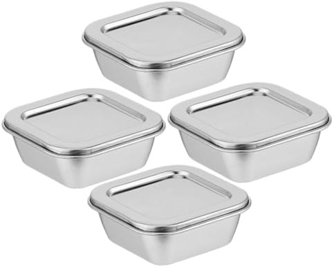 ROMISBABA Boîtes D'échantillons Alimentaires En Acier Inoxydable 300ml Lot De 4 Récipients De Stockage Hermétiques En Acier Inoxydable Utilisation Scolaire Pour Conservation Sûre Des Échantillons