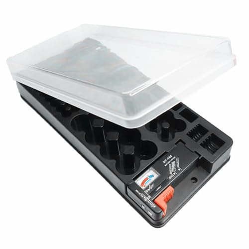 ZYHARUKO 116-Slot Battery Storage Case With Built-In Tester ABS For 2A/3A/9V/C/D Cells Home & Travel Waterproof Dustproof Battery Holder