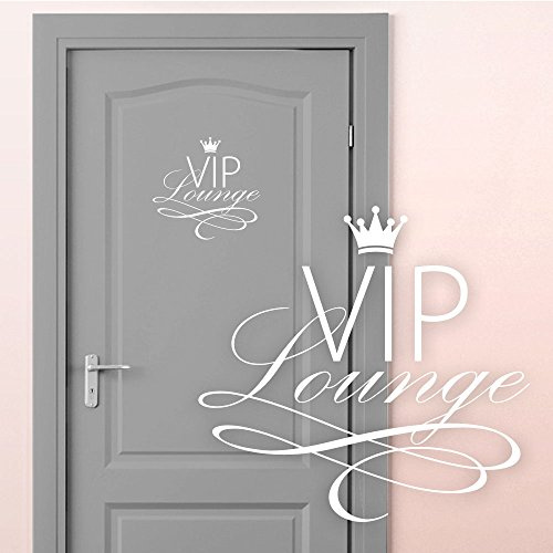 Grandora Wandtattoo VIP Lounge I weiß (BxH) 19 x 18 cm I WC Badezimmer Toilette selbstklebend Türaufkleber Aufkleber Wandaufkleber Wandsticker W5373