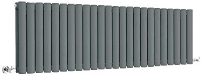 MILANO Anthracite Horizontal Double Oval Panel Radiator 400 x 1416mm