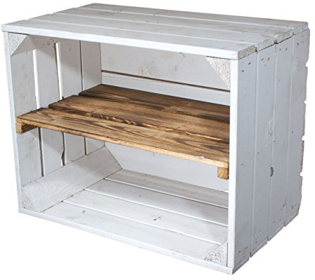 Vit trälåda med fläckig 50 x 40 x 30 cm mellanskiva – lång