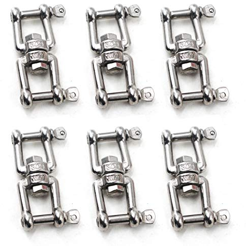Flomore Conectores de cadena de anclaje de barco de acero inoxidable 304 con grillete doble giratorio M4 (paquete de 6)