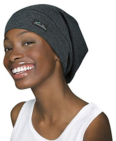 FocusCare Bonnet de sommeil souple doublé de satin pour femme, gris bruyère foncé, Taille unique
