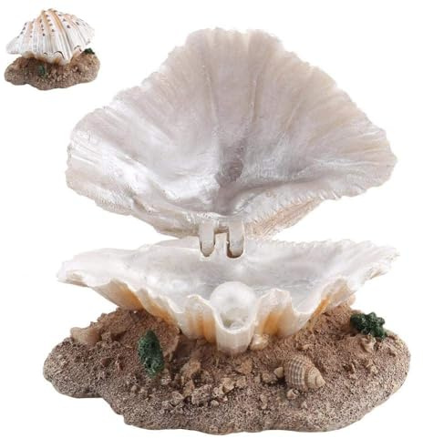Pssopp Shell Perle Bubbler Dekor Fisch Tank Aquarium Faltbare Shell Angeln Garnelen Verstecken Haus Höhle Harz Fisch Garnelen Zucht Verstecken Höhle Schutz Aquarium Landschaftsbau Dekoration