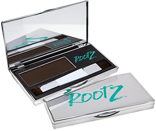 Rootz Cipria temporanea per ritocchi, colore marrone scuro e grigio, con pennello a doppia azione, copre istantaneamente le radici grigie, forma e ispessisce le sopracciglia, a prova di sbavature,