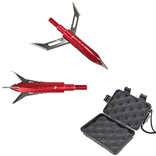 ZSHJGJR 10pcs Punte per Freccia da Caccia 100Grains Broadheads di tiro con L'Arco Punte da tiro Testa Larga Espandibile per Frecce Balestra di Carbonio (Rosso + Scatola)